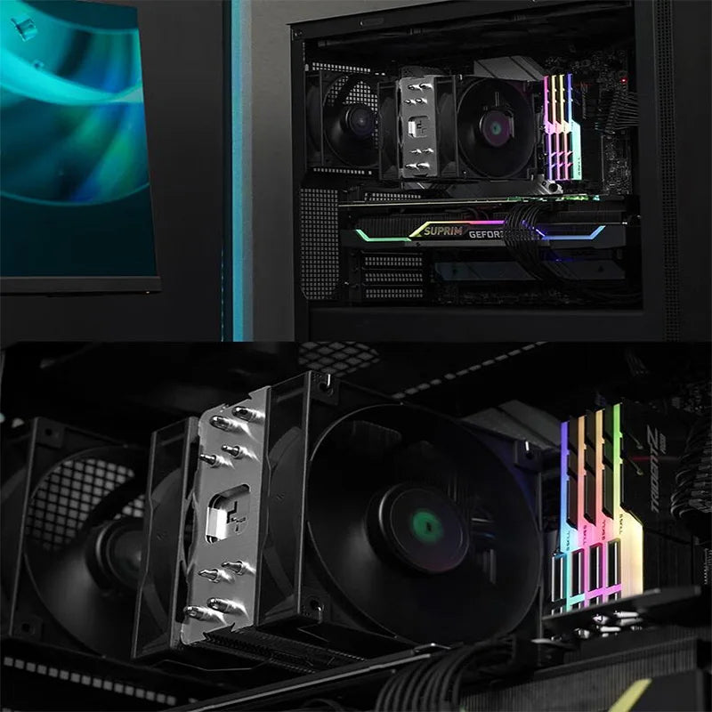 DEEPCOOL AG400 PLUS – 4 Heat Pipes, Dual 120mm Fans, 2000RPM, High-Performance Air Cooling, Supports Intel LGA 1700/1200/115X & AMD AM4/AM5