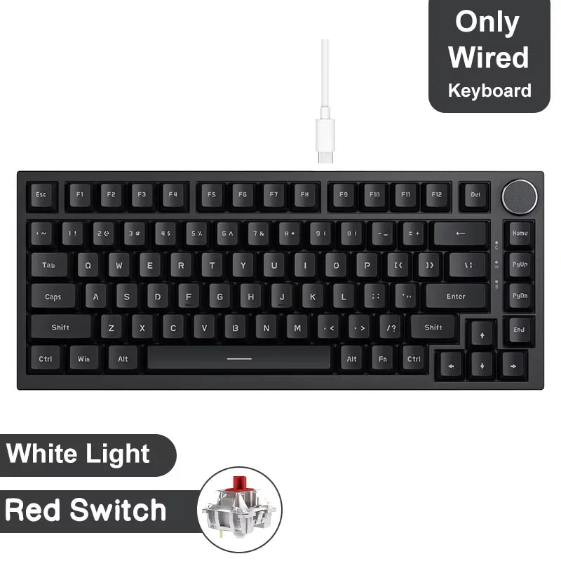 Ajazz AK820 / AK820 Pro Gaming Mechanical Keyboard – Bluetooth 5.1 / Wireless / Type-C Wired, Hot-Swappable with Knob & Gasket Mount