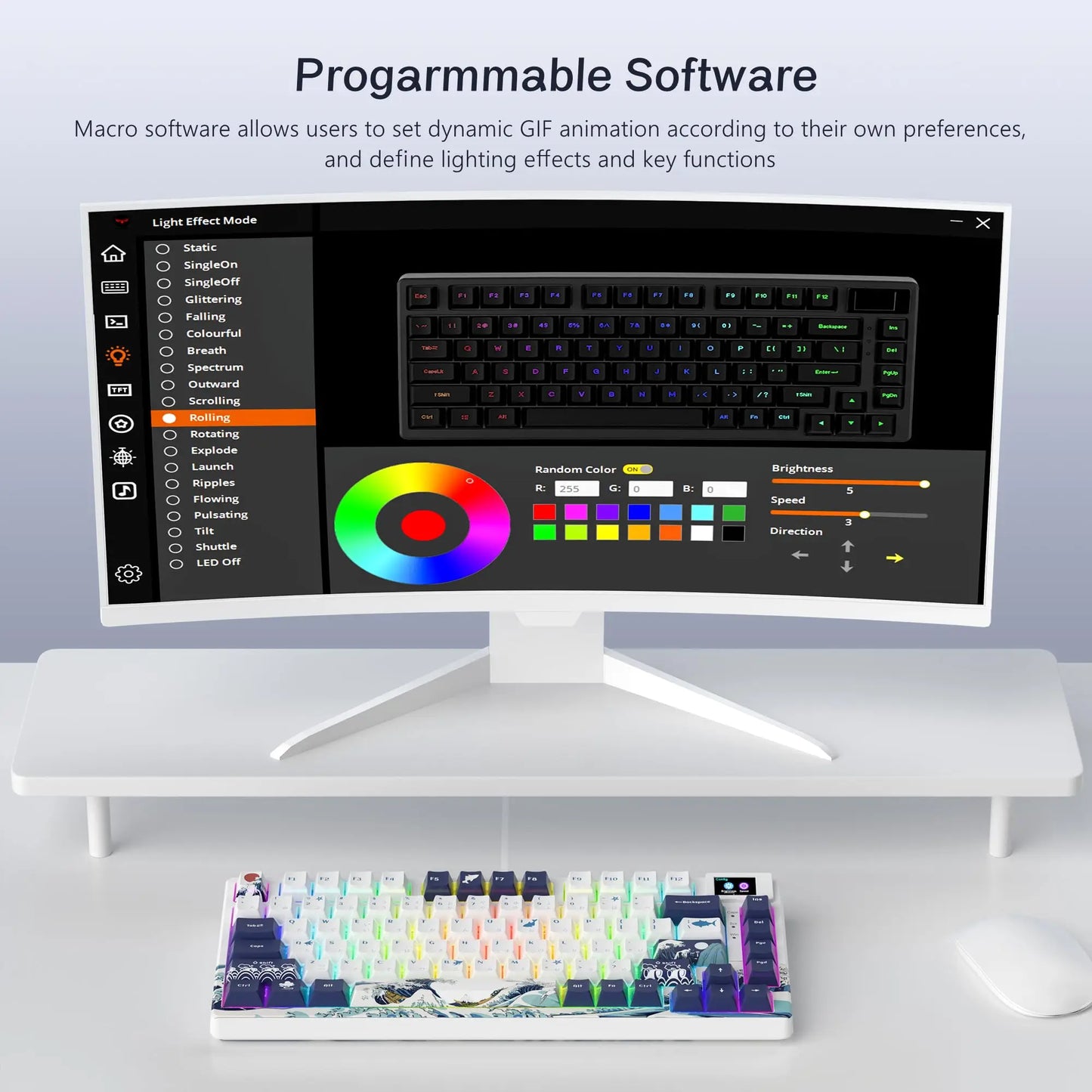 Womier SK80 Gasket Mounted Mechanical Keyboard – 81-Key 75% Hot-Swap RGB Gaming Keyboard with Smart Display for PC