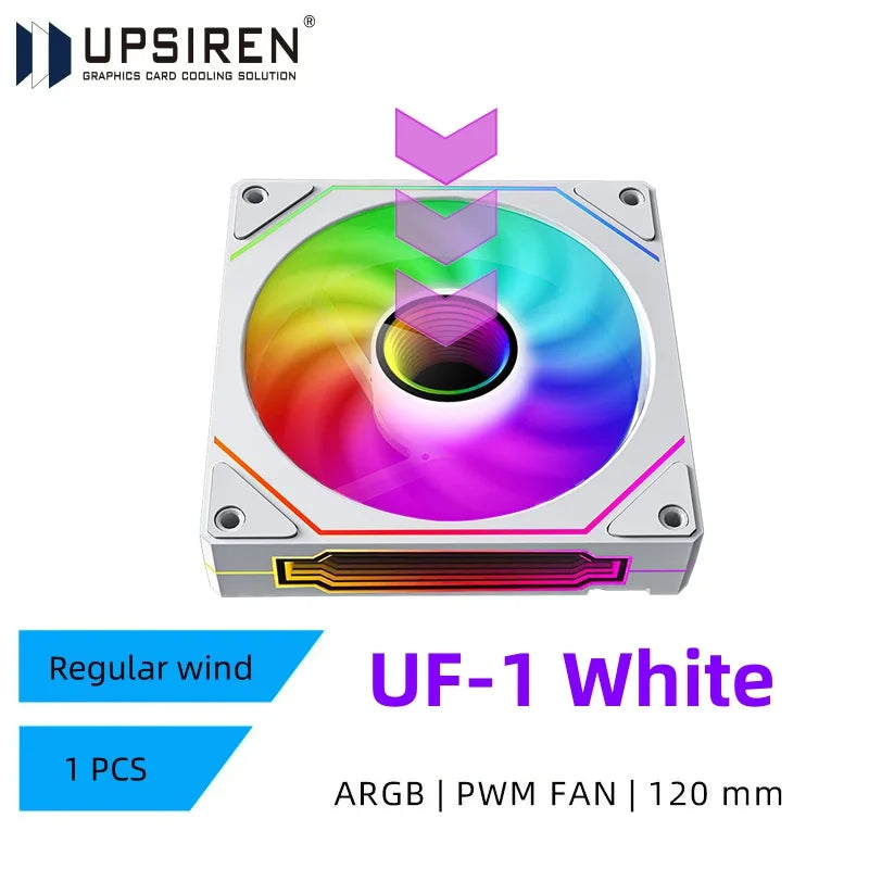 UPSIREN UF-1 PRISM 4 PRO 120mm ARGB Computer Case Fan – 4-Pin PWM, Quiet Cooling, 45.2CFM