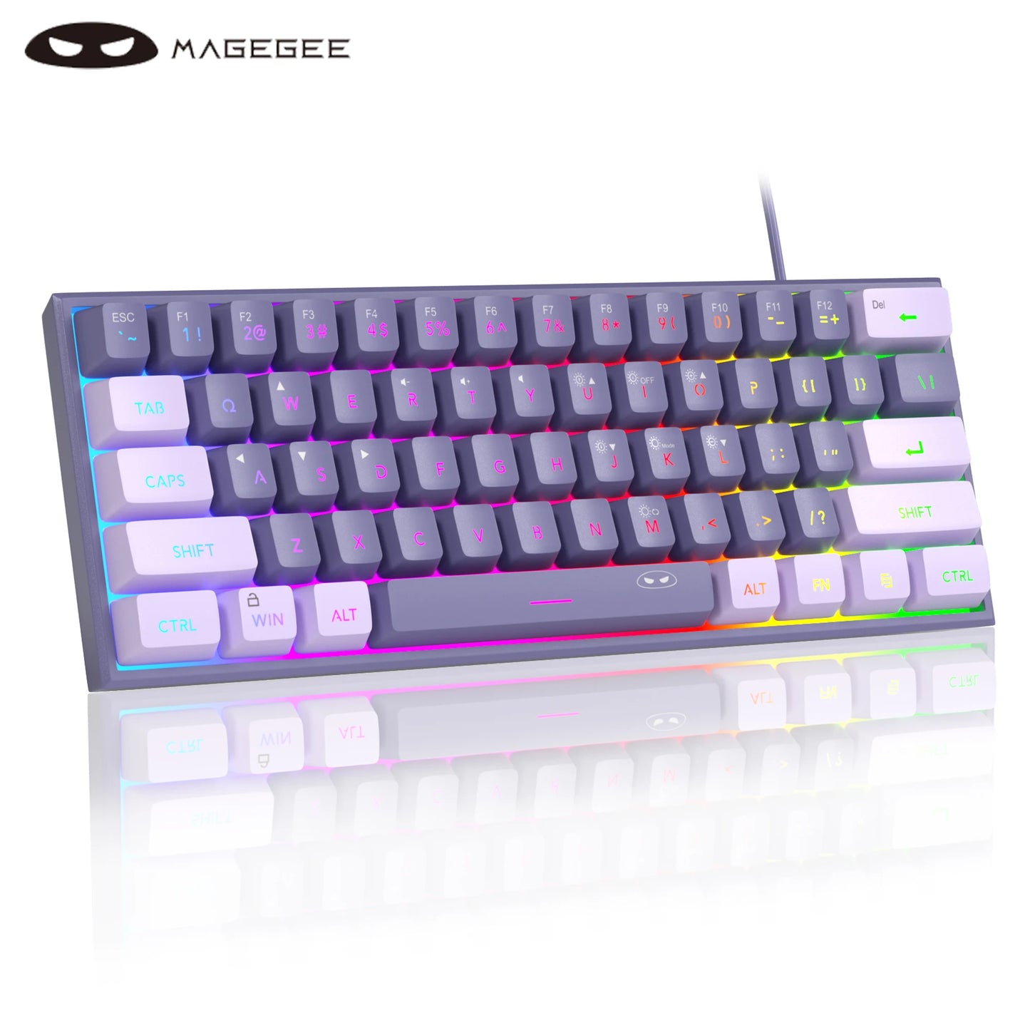 MageGee Mini 60% Gaming Keyboard – RGB Backlit 61 Key Ultra-Compact TS91 Ergonomic Waterproof Mechanical Feel