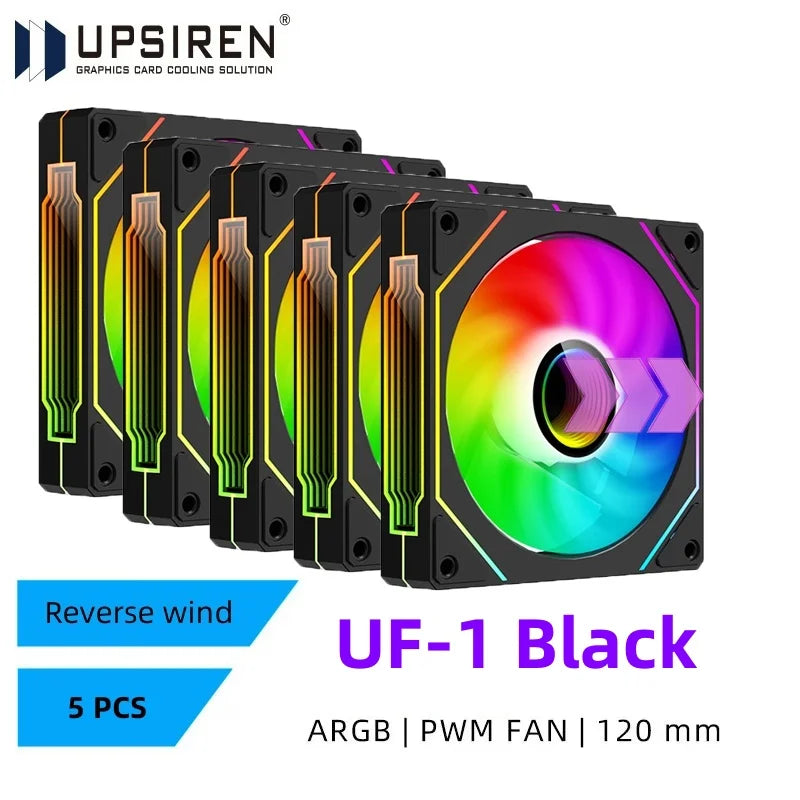 UPSIREN UF-1 PRISM 4 PRO 120mm ARGB Computer Case Fan – 4-Pin PWM, Quiet Cooling, 45.2CFM