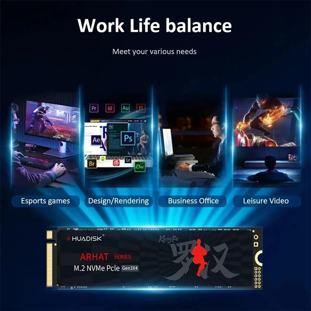 HUADISK M.2 NVMe PCIe SSD – 128GB / 256GB / 512GB / 1TB / 2TB – High-Speed Internal Solid State Drive for Laptop & Desktop