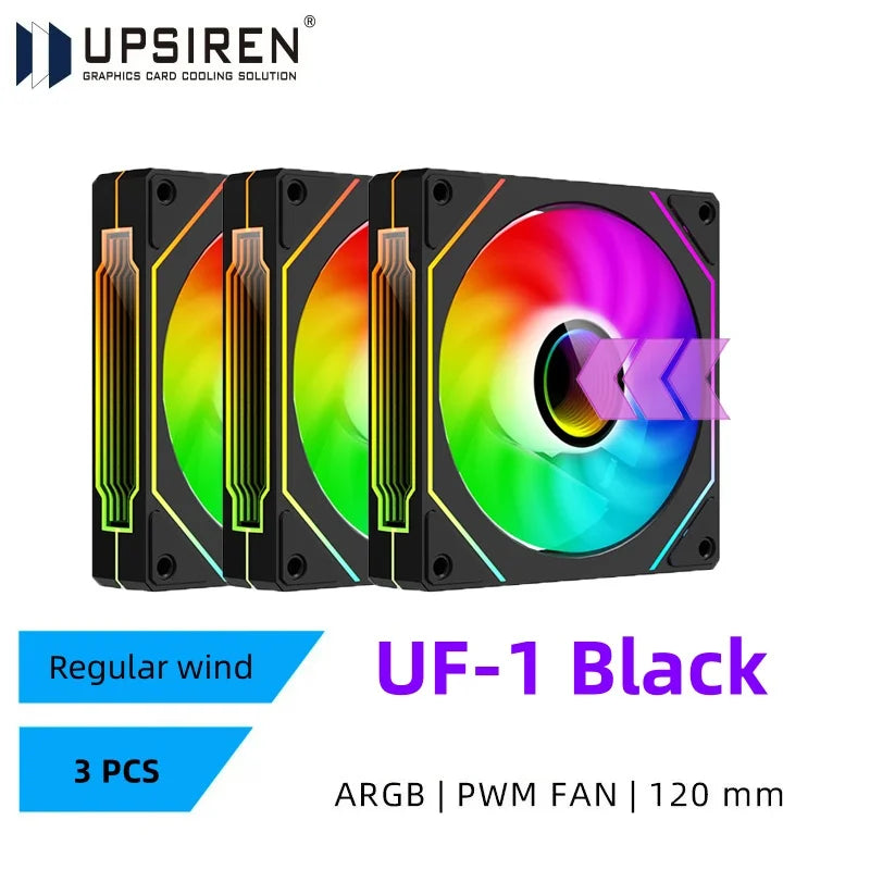 UPSIREN UF-1 PRISM 4 PRO 120mm ARGB Computer Case Fan – 4-Pin PWM, Quiet Cooling, 45.2CFM