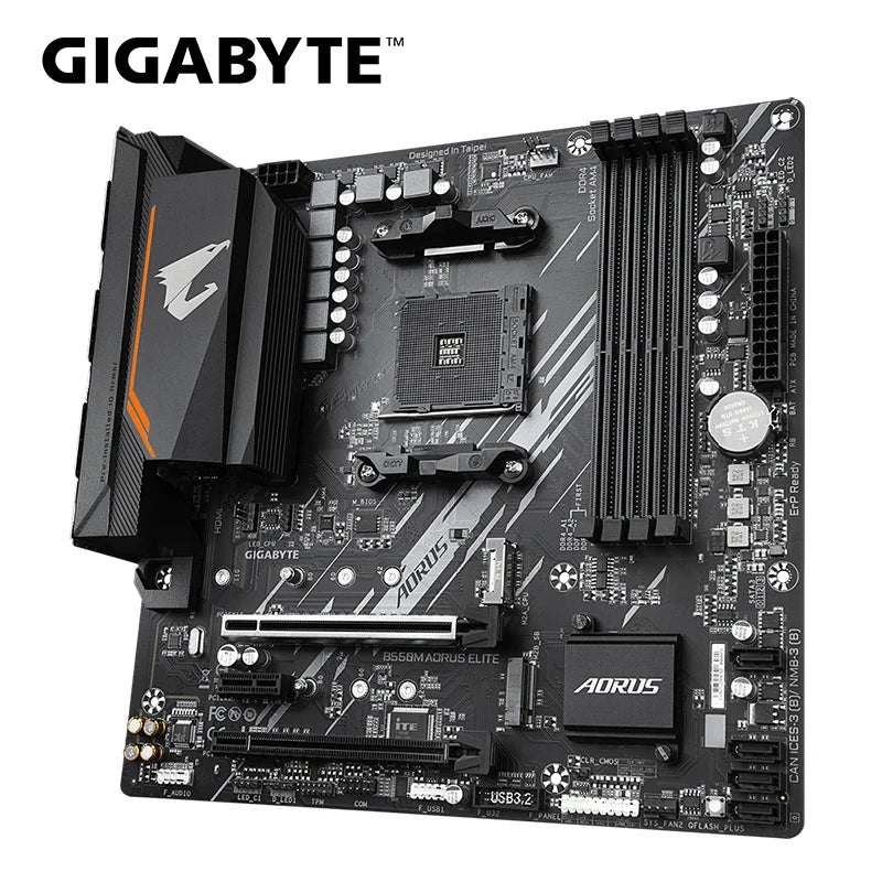 GIGABYTE B550M AORUS ELITE Micro-ATX Motherboard – AM4 Socket, Ryzen 5000/4000/3000 Series, Dual-Channel DDR4, M.2 NVMe