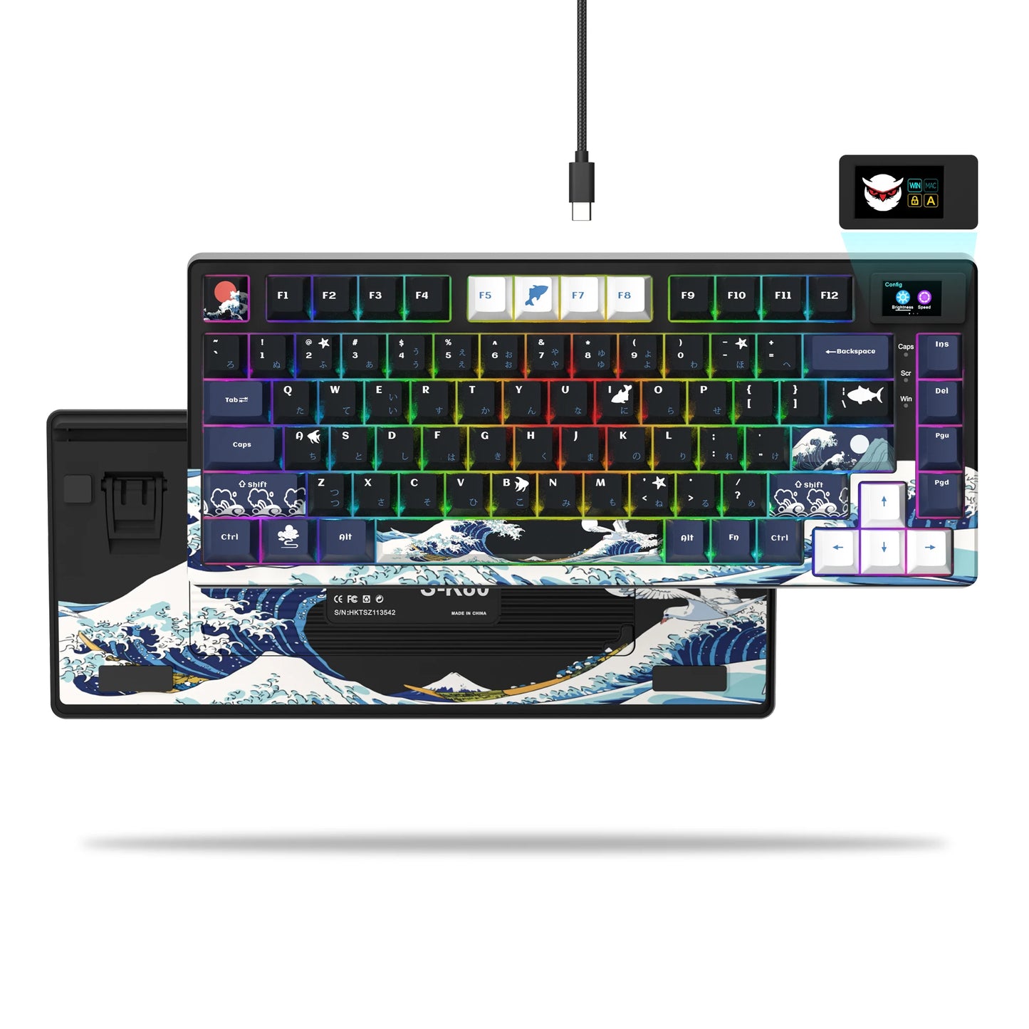Womier SK80 Gasket Mounted Mechanical Keyboard – 81-Key 75% Hot-Swap RGB Gaming Keyboard with Smart Display for PC