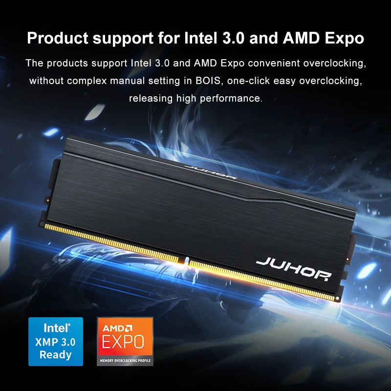 JUHOR DDR5 RAM – 16GB 6000MHz / 6400MHz or 32GB (16GB×2) Desktop Memory with Heatsink