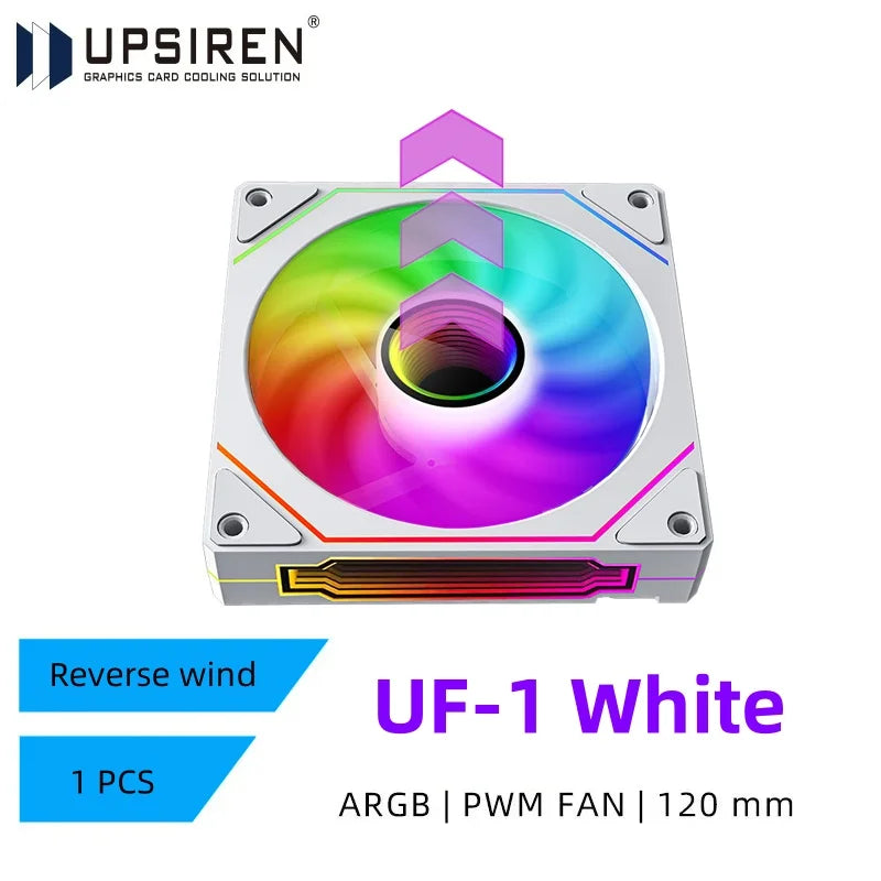 UPSIREN UF-1 PRISM 4 PRO 120mm ARGB Computer Case Fan – 4-Pin PWM, Quiet Cooling, 45.2CFM