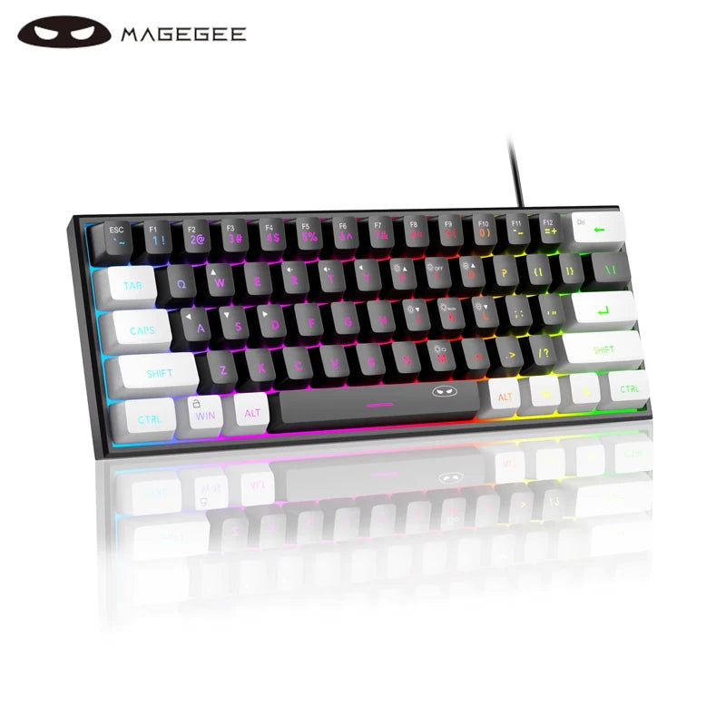 MageGee Mini 60% Gaming Keyboard – RGB Backlit 61 Key Ultra-Compact TS91 Ergonomic Waterproof Mechanical Feel