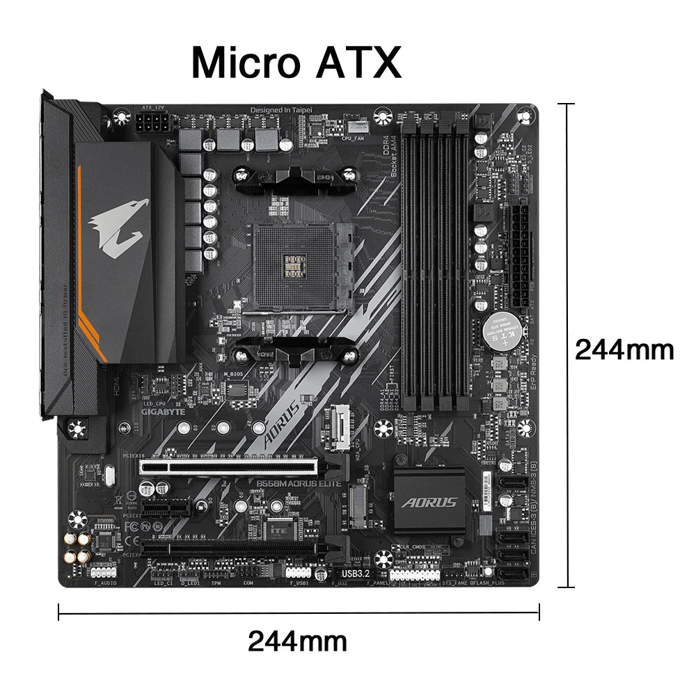 GIGABYTE B550M AORUS ELITE Micro-ATX Motherboard – AM4 Socket, Ryzen 5000/4000/3000 Series, Dual-Channel DDR4, M.2 NVMe