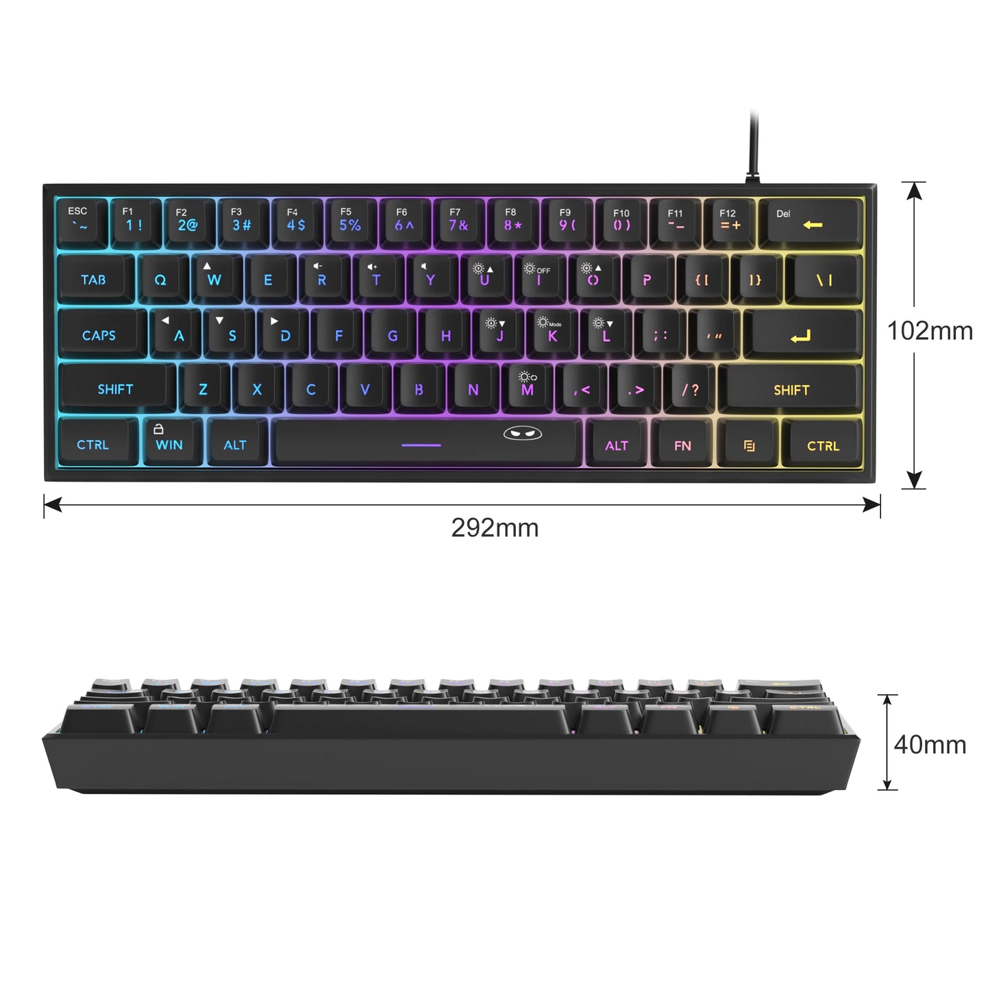 MageGee Mini 60% Gaming Keyboard – RGB Backlit 61 Key Ultra-Compact TS91 Ergonomic Waterproof Mechanical Feel
