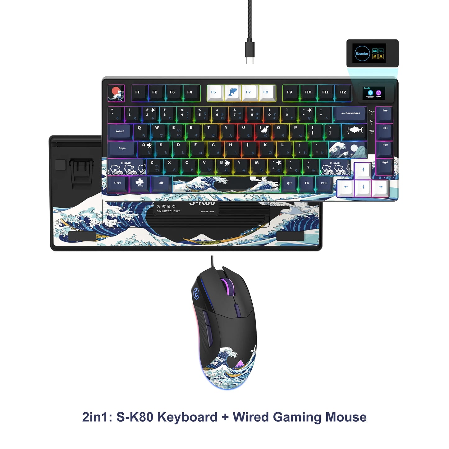 Womier SK80 Gasket Mounted Mechanical Keyboard – 81-Key 75% Hot-Swap RGB Gaming Keyboard with Smart Display for PC
