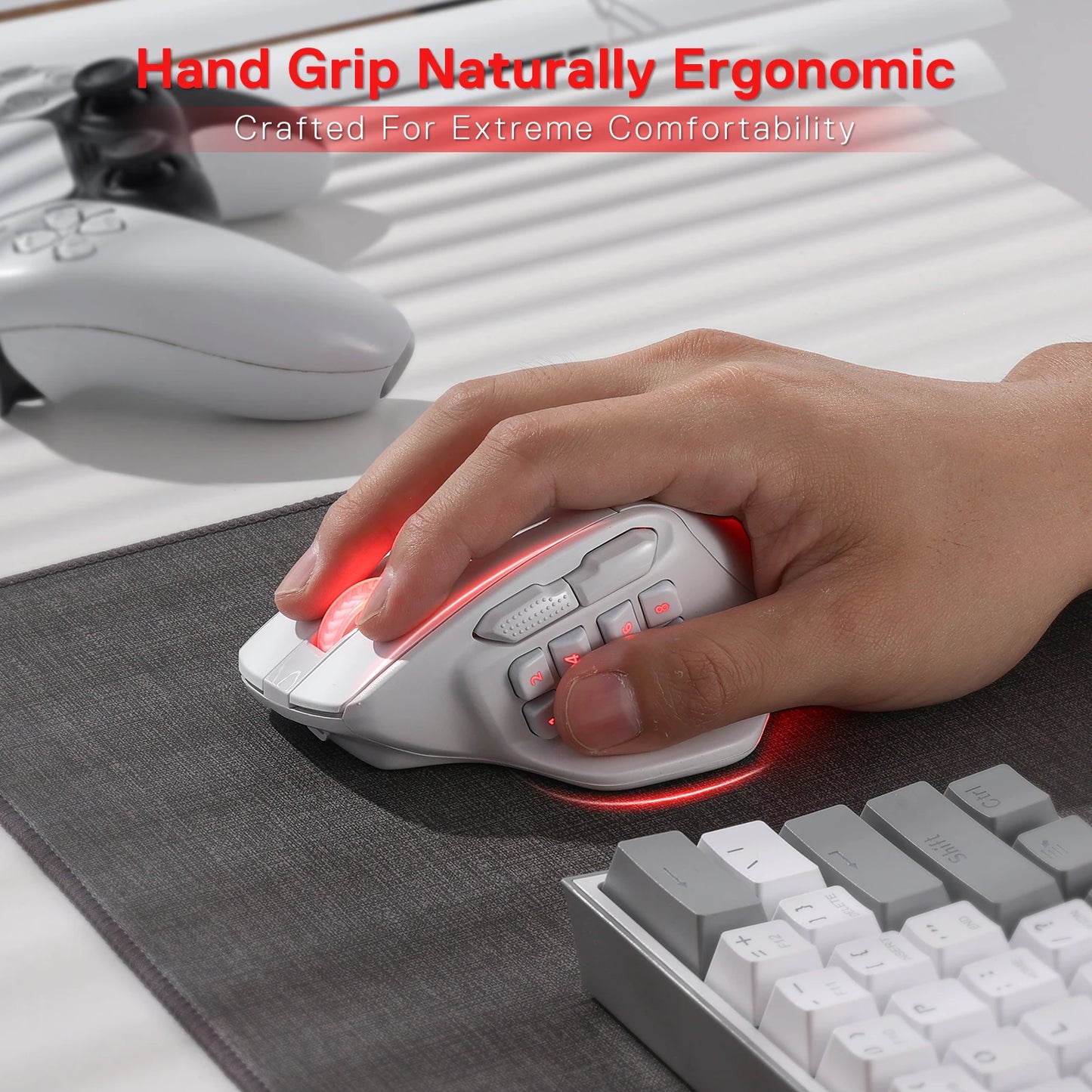 Redragon M811 PRO Wireless MMO Gaming Mouse – 15 Programmable Buttons, 10 Side Macro Keys, RGB