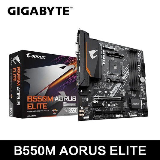 GIGABYTE B550M AORUS ELITE Micro-ATX Motherboard – AM4 Socket, Ryzen 5000/4000/3000 Series, Dual-Channel DDR4, M.2 NVMe