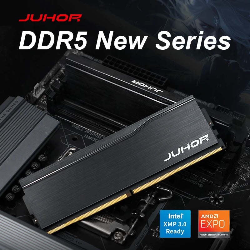 JUHOR DDR5 RAM – 16GB 6000MHz / 6400MHz or 32GB (16GB×2) Desktop Memory with Heatsink