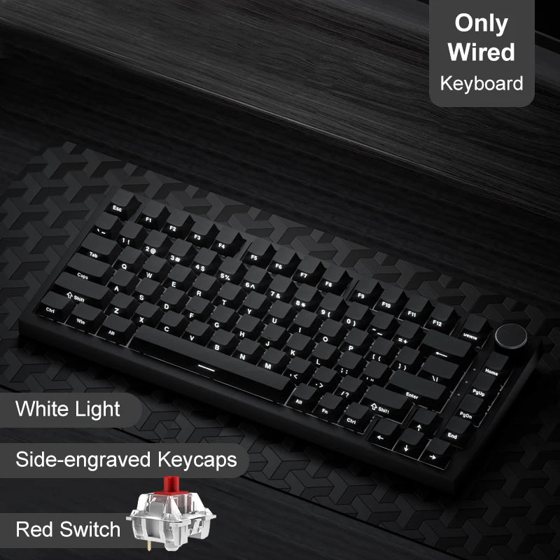 Ajazz AK820 / AK820 Pro Gaming Mechanical Keyboard – Bluetooth 5.1 / Wireless / Type-C Wired, Hot-Swappable with Knob & Gasket Mount