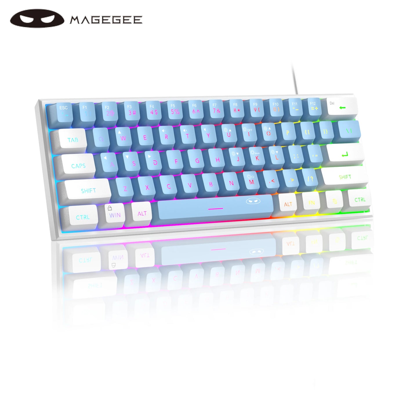 MageGee Mini 60% Gaming Keyboard – RGB Backlit 61 Key Ultra-Compact TS91 Ergonomic Waterproof Mechanical Feel