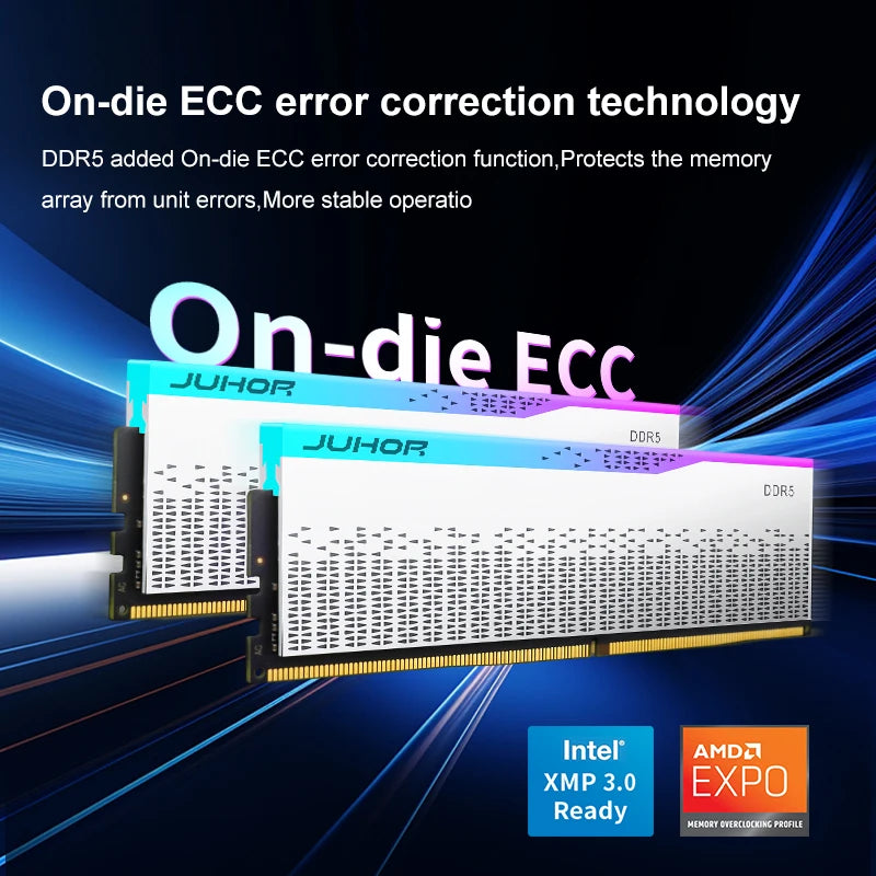 JUHOR Desktop Memory RGB DDR5 16GB×2 6000MHz 5600MHz DIMM High-Speed Memoria RAM