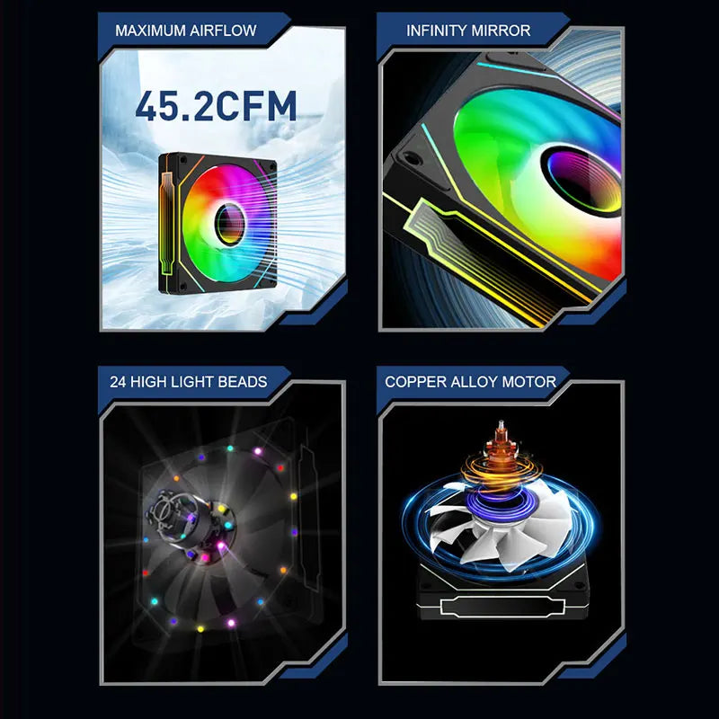 UPSIREN UF-1 PRISM 4 PRO 120mm ARGB Computer Case Fan – 4-Pin PWM, Quiet Cooling, 45.2CFM