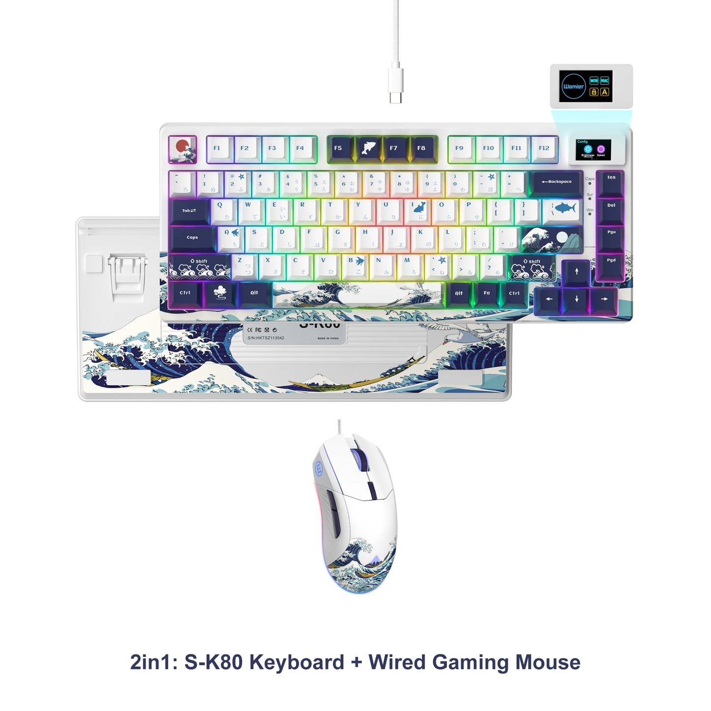 Womier SK80 Gasket Mounted Mechanical Keyboard – 81-Key 75% Hot-Swap RGB Gaming Keyboard with Smart Display for PC
