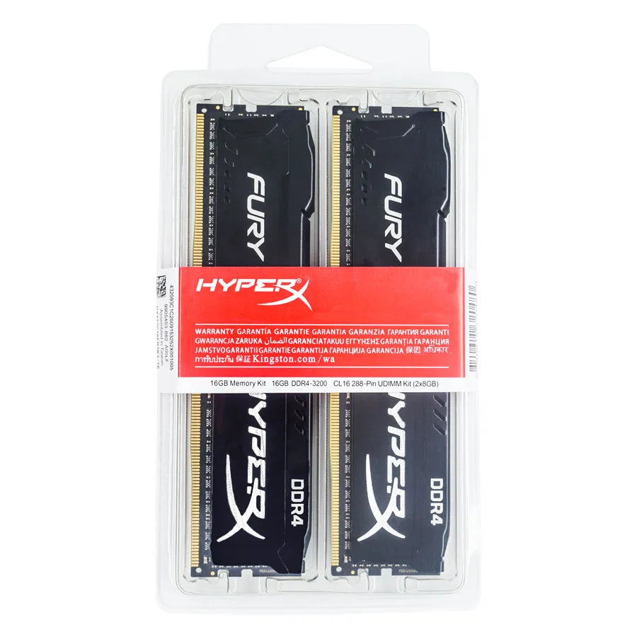 HyperX Fury DDR3 & DDR4 RAM – 4GB / 8GB / 16GB DIMM, 1333MHz – 3200MHz, PC3-12800 / PC4-25600