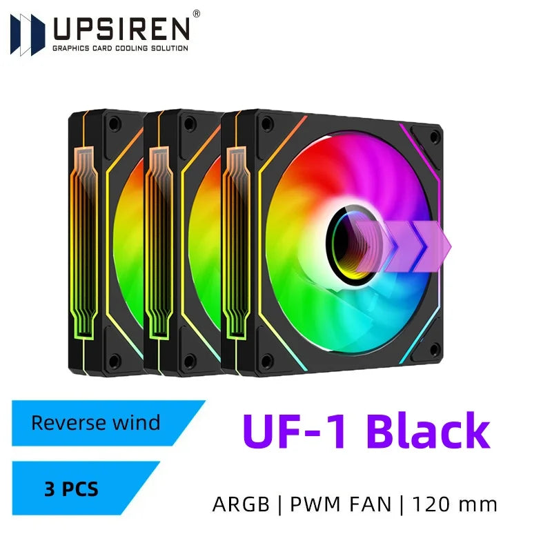 UPSIREN UF-1 PRISM 4 PRO 120mm ARGB Computer Case Fan – 4-Pin PWM, Quiet Cooling, 45.2CFM