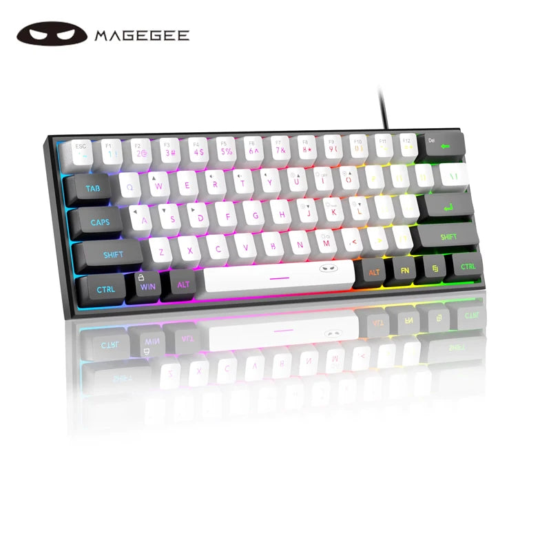 MageGee Mini 60% Gaming Keyboard – RGB Backlit 61 Key Ultra-Compact TS91 Ergonomic Waterproof Mechanical Feel