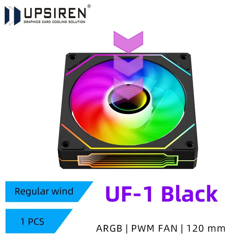 UPSIREN UF-1 PRISM 4 PRO 120mm ARGB Computer Case Fan – 4-Pin PWM, Quiet Cooling, 45.2CFM
