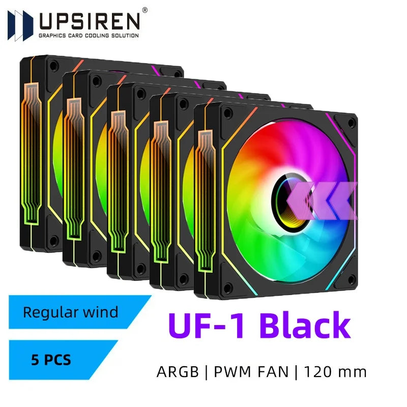 UPSIREN UF-1 PRISM 4 PRO 120mm ARGB Computer Case Fan – 4-Pin PWM, Quiet Cooling, 45.2CFM