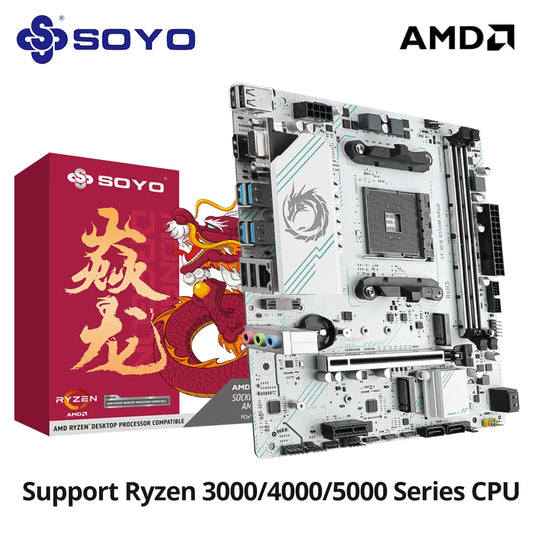 SOYO B550M Gaming Motherboard – Dual DDR4, M.2 NVMe, USB 3.2, AM4 Socket, Supports Ryzen 5700X