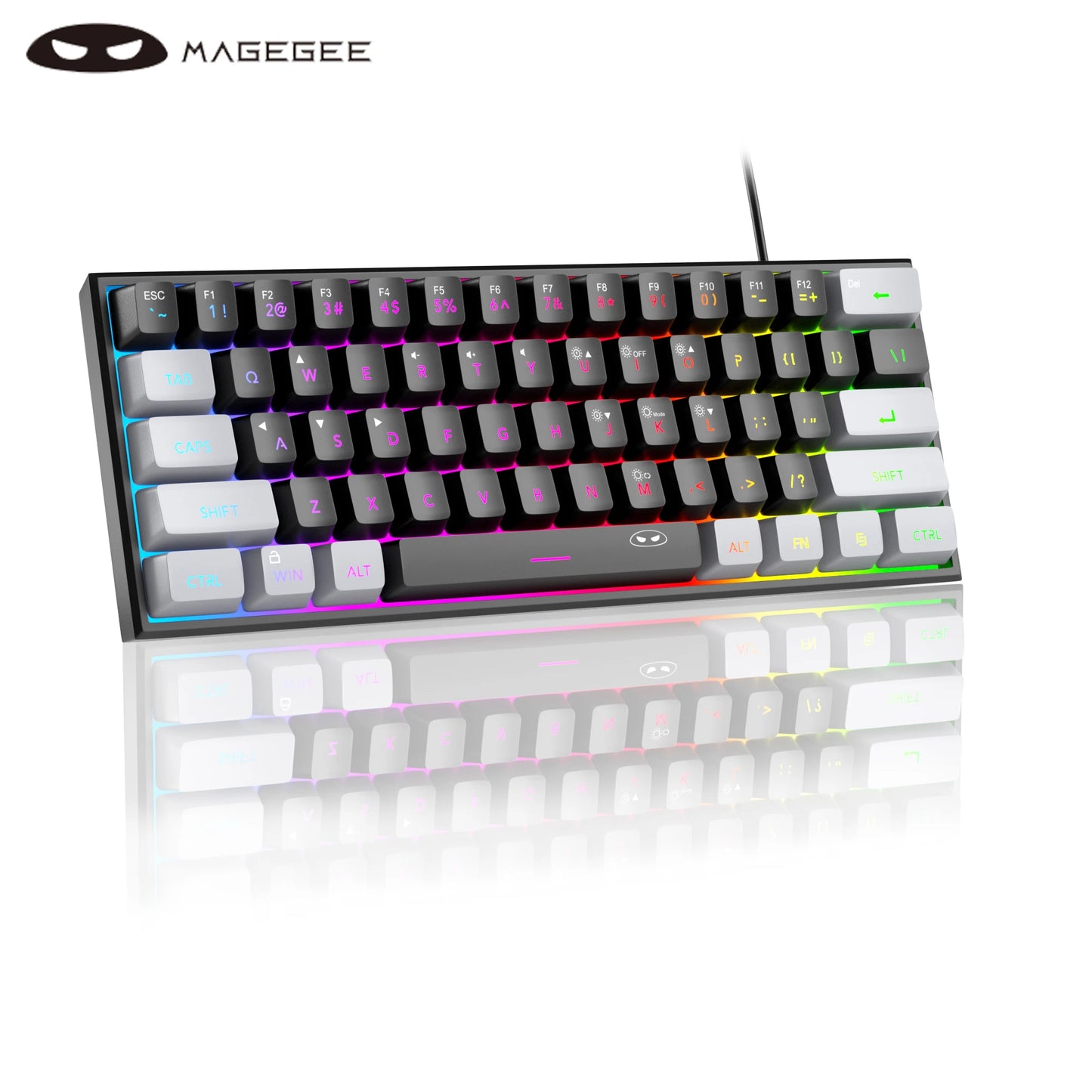 MageGee Mini 60% Gaming Keyboard – RGB Backlit 61 Key Ultra-Compact TS91 Ergonomic Waterproof Mechanical Feel