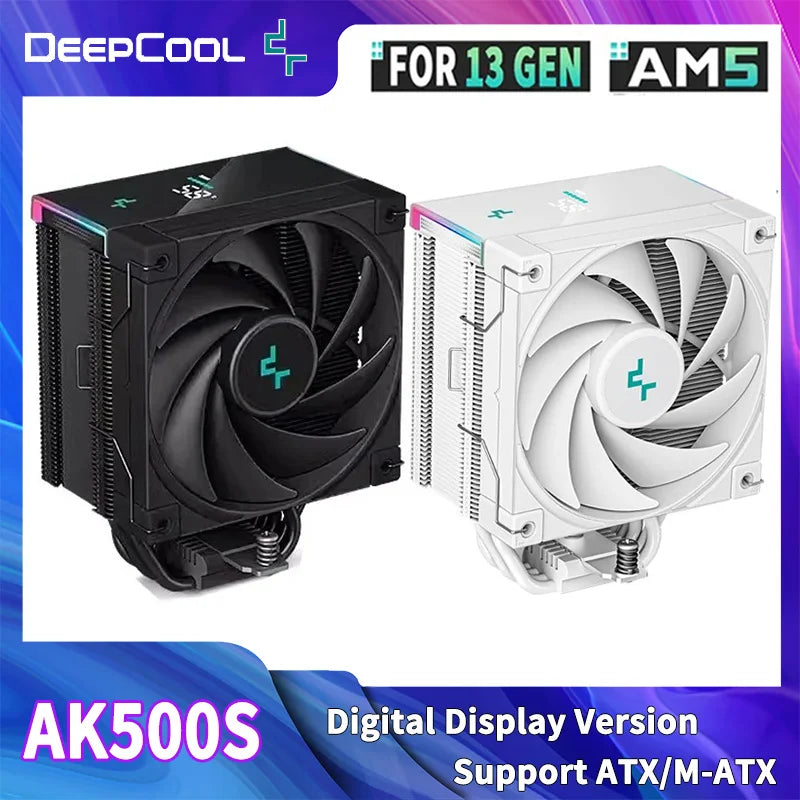DeepCool AK500S Digital Display CPU Cooler 5 Heat Pipes TDP 240W Cooling ATX PC Radiator for LGA1700/1200/115X AM4 AM5