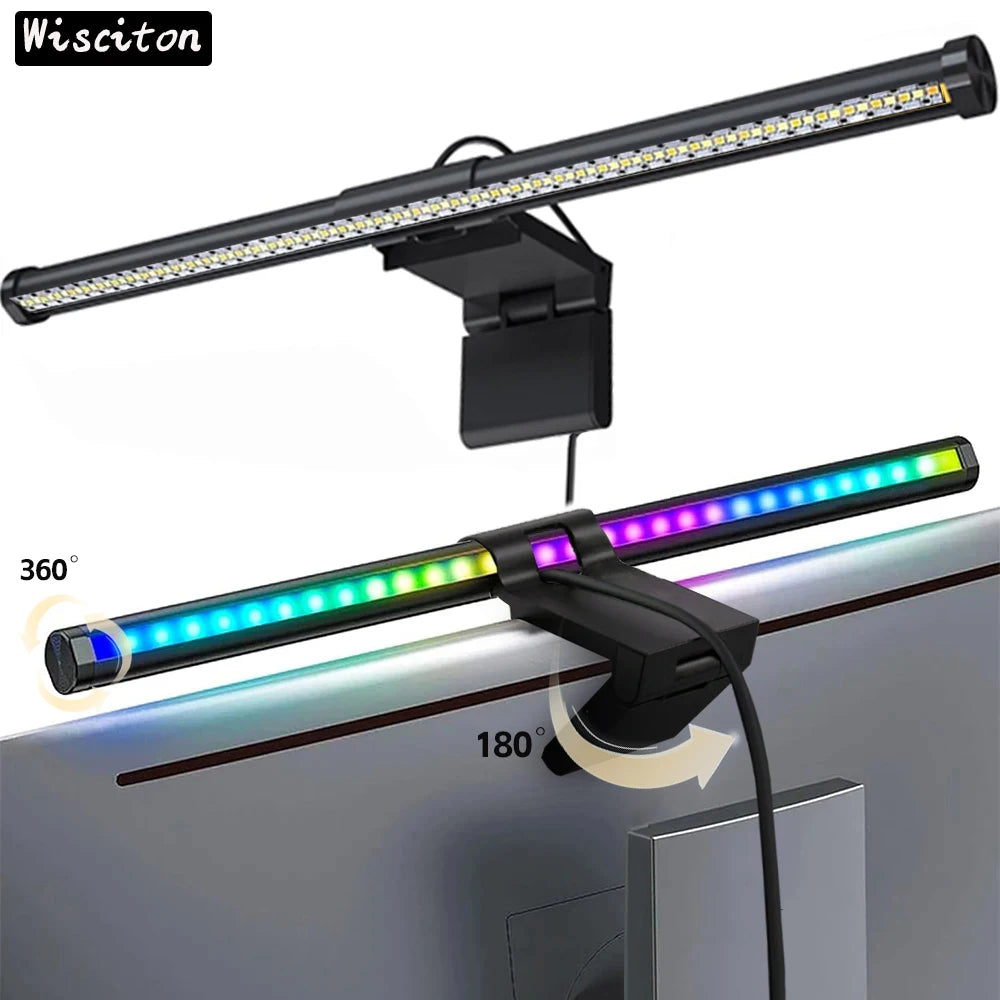 Wisciton LED Monitor Light – Eye-Care Screen Bar for Desktops, USB-Powered, Adjustable Brightness