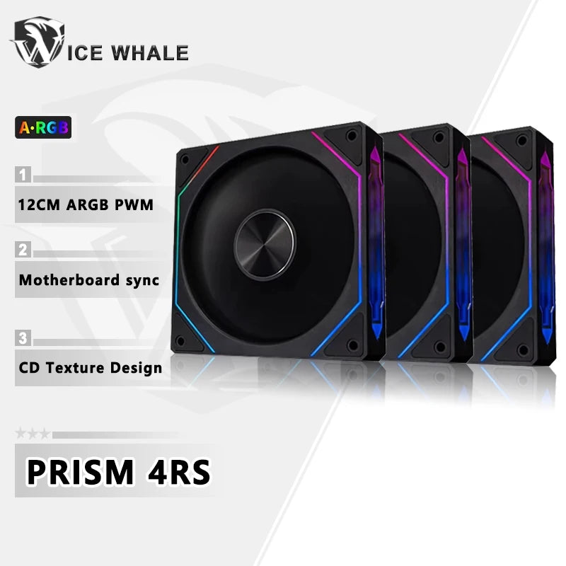 ICE Whale Prism 4RS ARGB 120mm PC Case Fan – Infinity Mirror Design, PWM 4-Pin, Motherboard Lighting Sync