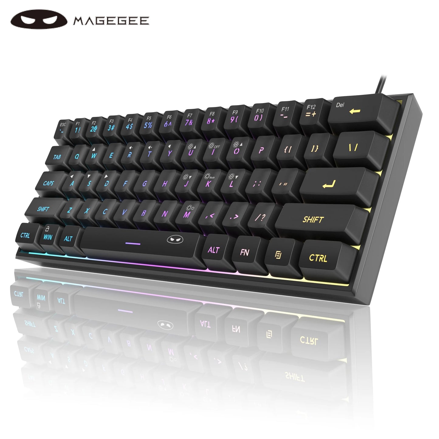 MageGee Mini 60% Gaming Keyboard – RGB Backlit 61 Key Ultra-Compact TS91 Ergonomic Waterproof Mechanical Feel