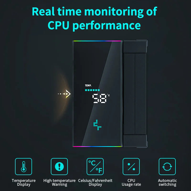 DeepCool AK500S Digital Display CPU Cooler 5 Heat Pipes TDP 240W Cooling ATX PC Radiator for LGA1700/1200/115X AM4 AM5